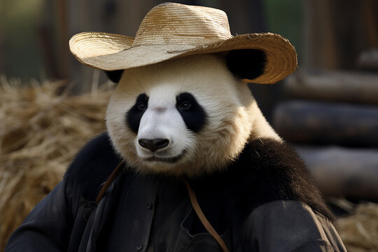 a panda, cute, panda wearing a hat