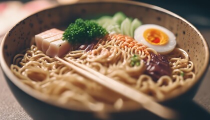 view of aesthetic fresh ramen with naruto background image