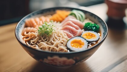 view of aesthetic fresh ramen with naruto background image