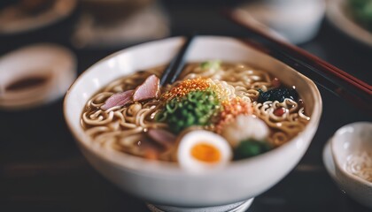 view of aesthetic fresh ramen with naruto background image