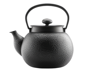 Black Japanese teapot isolated on transparent background