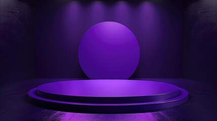 Cylinder podiums on purple background. Abstract pedestal scene with geometrical. Scene to show cosmetic products presentation