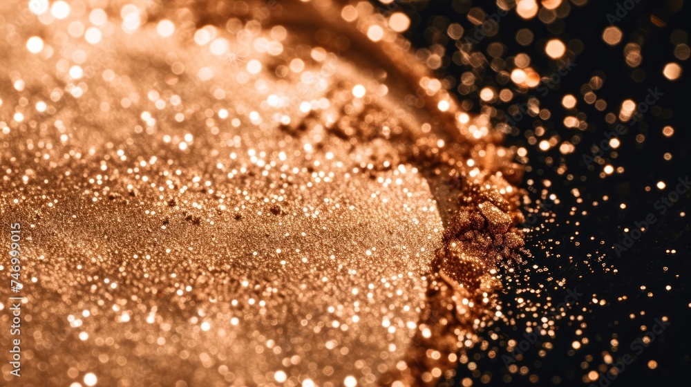 Poster a close up of a gold colored background with lots of small glitter flecks on the surface of the imag