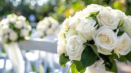 Beautiful white flowers for the wedding, generative ai