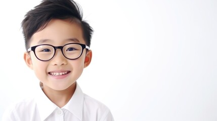 A Happy Young Boy with Glasses Smiling for the Camera. Fictional Character Created By Generated By Generated AI.