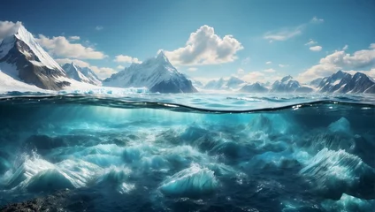 Rolgordijnen Crisis concept Global warming and melting glaciers © Prinxe