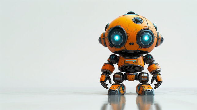 An image of a modern, sophisticated robot designed with high-tech features and artificial intelligence capabilities on white background