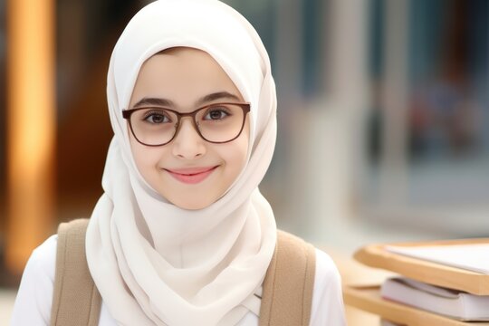 Arabic Speaking Female Student Wearing Glasses and a Headscarf