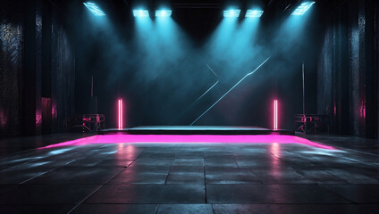 dark stage shows studio room dark scene neon light