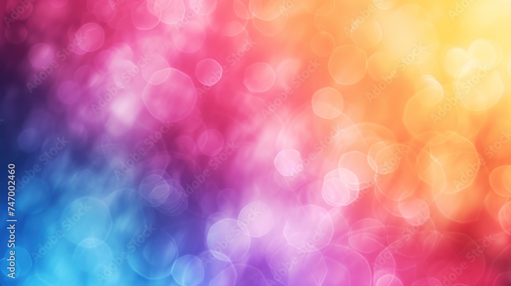 Poster a blurry image of a multicolored background with lots of small circles in the center of the image.