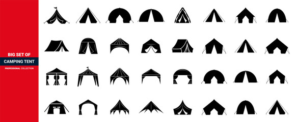 Summer Camping icon set. Camping whit team icon.