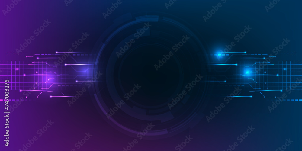 Poster vector illustrations futuristic hi tech digital space and layout with digital hud and circuit connec