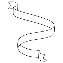 a black and white drawing of a ribbon on a white background