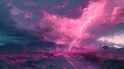 pink thunder - obrazy, fototapety, plakaty