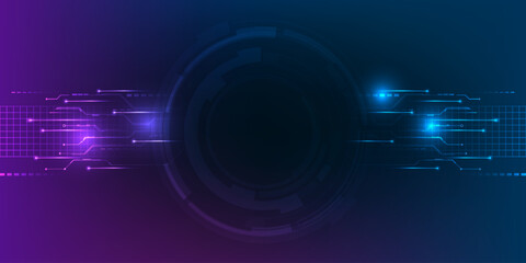 Vector illustrations Futuristic hi tech digital space and layout with digital HUD and circuit connecting network for product advertising showcase.Futuristic digital technology concepts.