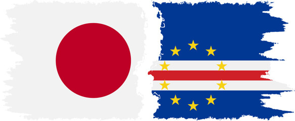 Cape Verde and Japan grunge flags connection vector