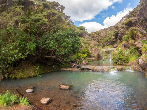 Black sand dunes of New Zealand's Waitakere Ranges, towering giant sand dune at Lake Wainamu