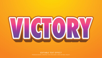 victory editable text effect template vector design with abstract style
