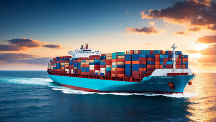 Freight Forwarding Service Container ship or cargo - obrazy, fototapety, plakaty