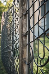 a close-up of a chain link fence