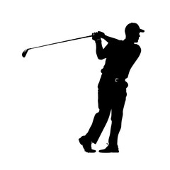Black silhouette of a male golfer. 
