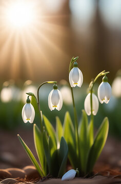 Fototapeta First spring flowers - snowdrops