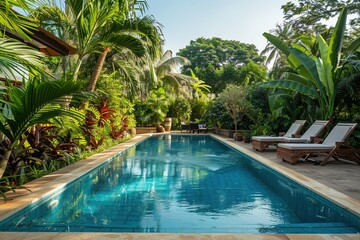 Fototapeta na wymiar Villa with garden and pool. 