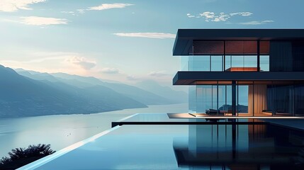 Fototapeta premium Luxury villa with pool. 