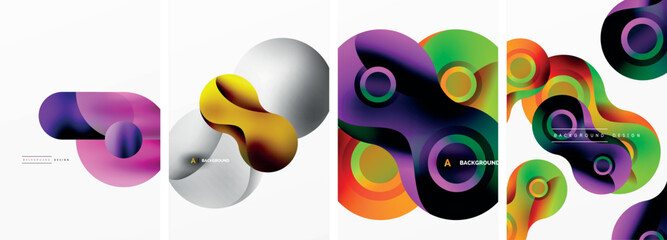 Circles and bubbles abstract geometric posters. Vector illustration For Wallpaper, Banner, Background, Card, Book Illustration, landing page