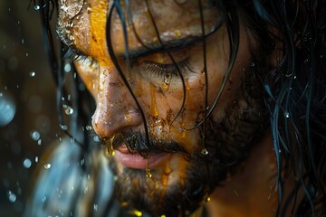 Jesus Christ anointed with the oil. Bible story.