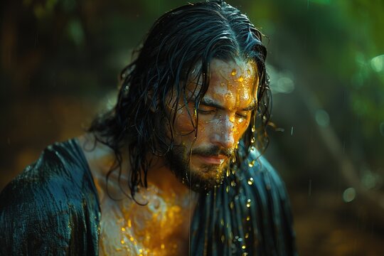 Jesus Christ anointed with the oil. Bible story.
