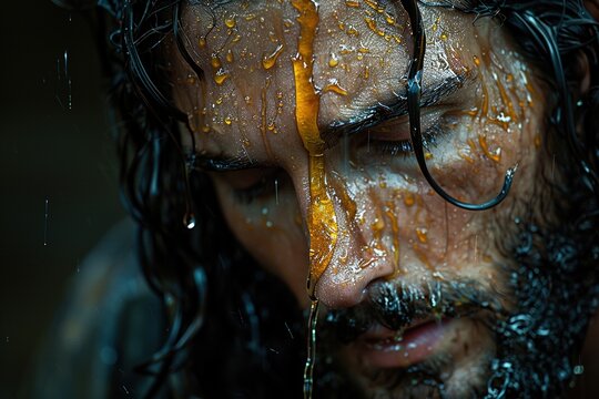 Jesus Christ anointed with the oil. Bible story.