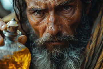 Samuel with the oil. Bible story.