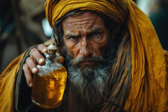 Samuel with the oil. Bible story.