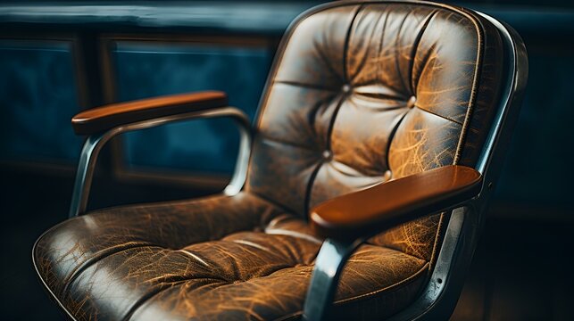 leather armchair in business class compartment of a train

