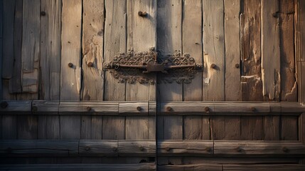 old wooden door with steel locking lever in a small isolated village in the French Alps
