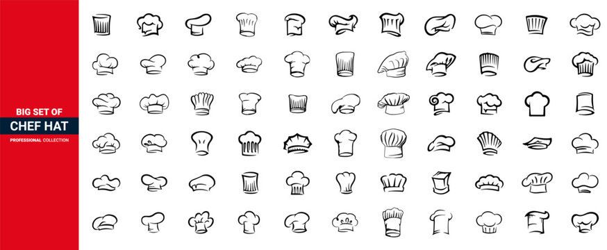 set of chef hats, chef hat set of icon.