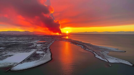 Iceland volcano. AI