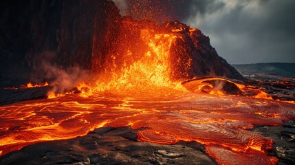 Iceland volcano. AI - obrazy, fototapety, plakaty