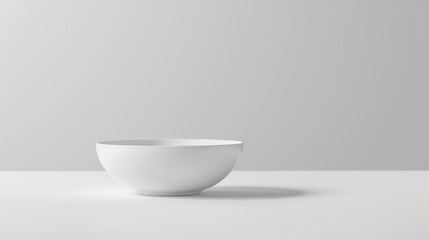 White ceramic bowl placed on a pristine white background, exuding simplicity and elegance. - obrazy, fototapety, plakaty
