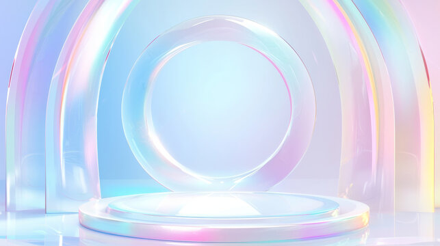 Rainbow-colored object with abstract design