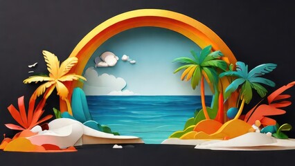 Fototapeta premium tropical island with palm trees