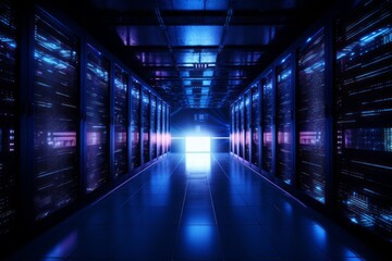 Fototapeta premium Server racks in computer network security server room data center
