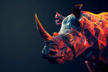 3D pop art animal with geometric shapes against a dark setting, close-up