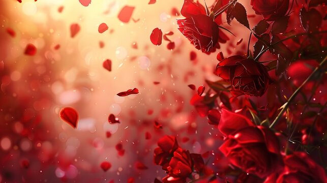 romantic red rose background is seamlessly looped , generative ai