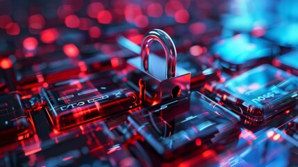 Close-up of 3D unauthorized access, theft, and information in a bright, random setting