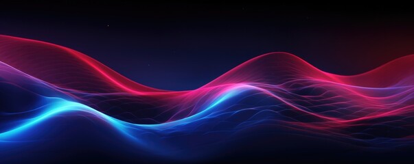 Naklejka premium Vibrant Colorful Wave of Light on Black Background