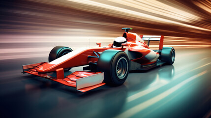 Formula Race Cars Speeding on the Track