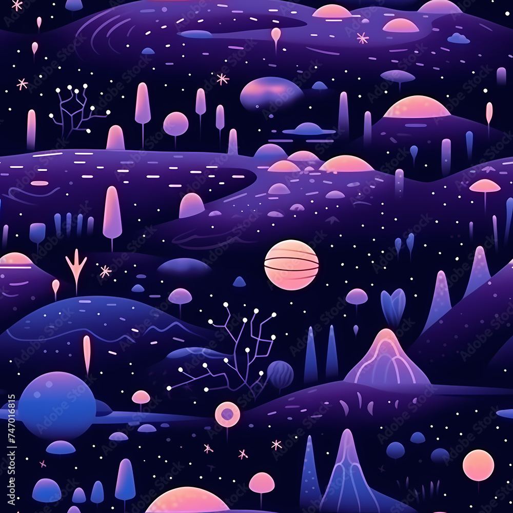 Aufkleber planet with space seamless pattern