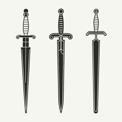Monochrome sword silhouette Vector